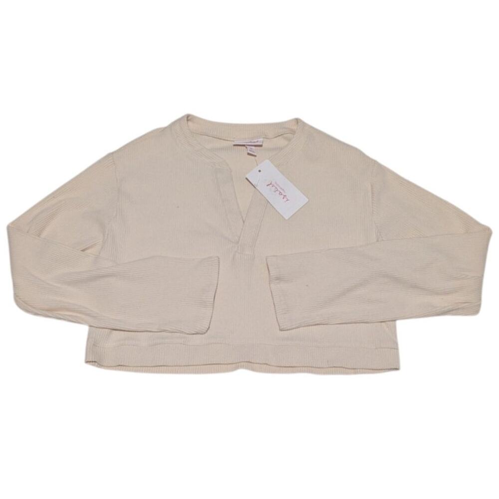 Beige Women's Cropped Sweater Size M